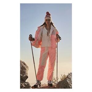 NWOT Free People Movement Landscape View Ski Pants in Pink/Coral Combo  Size S